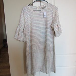 Loft Multicolor Ruffle Sleeve Dress